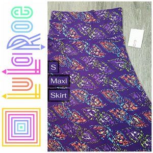 LuLaRoe | S Maxi Skirt Silky Purple Paisley Floral Rainbow Print NEW